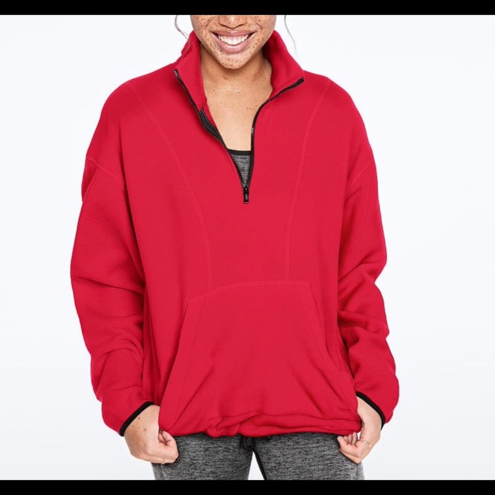 NWT PINK VC polar fleece half zip